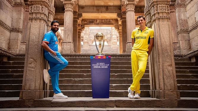 CWC 2023 : स्पेशल जगह पर हुआ रोहित शर्मा और पैट कमिंस का वर्ल्ड कप ट्रॉफी के साथ फोटोशूट, देखें खास तस्वीरें