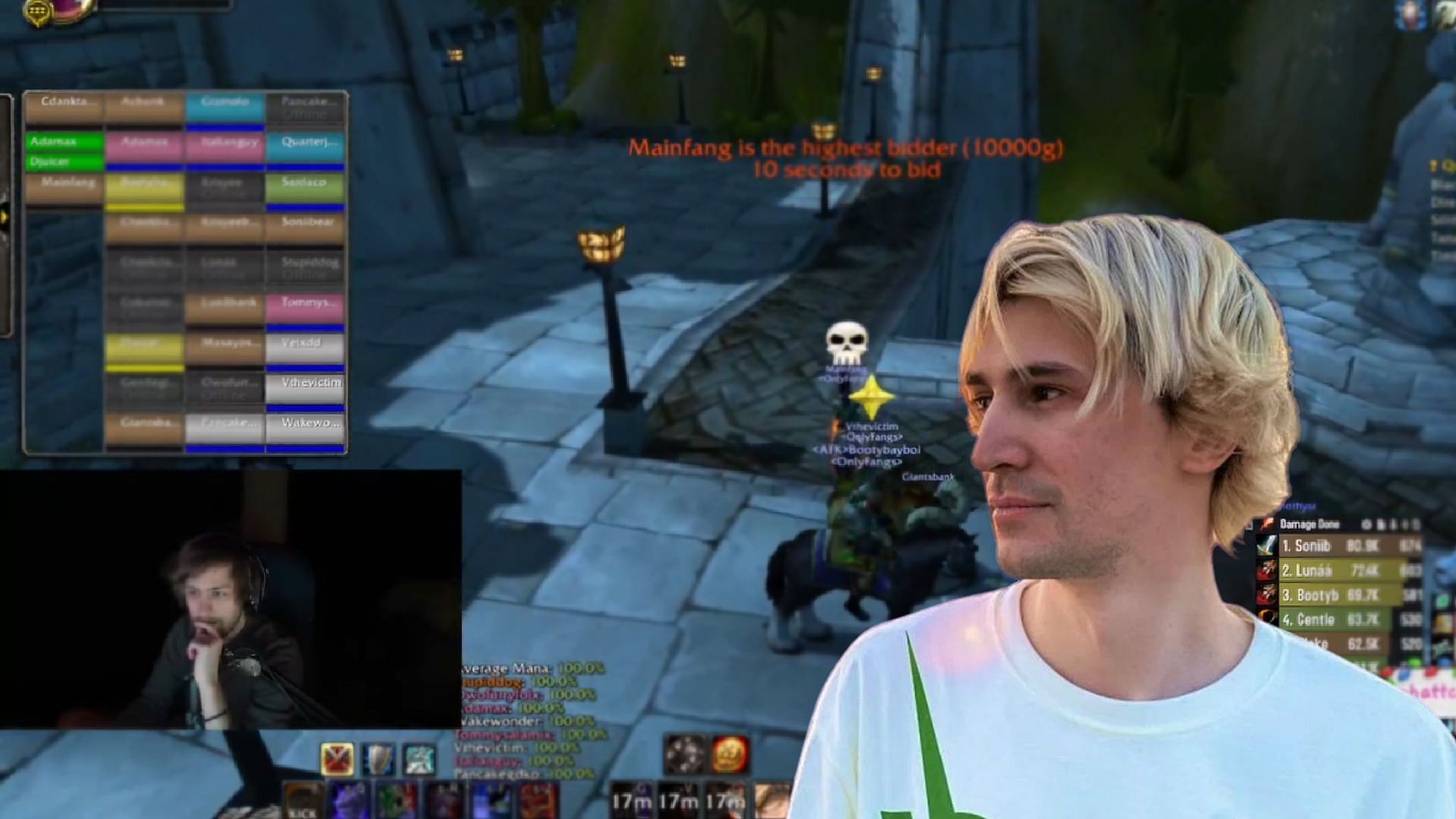 xQc and Sodapoppin get into a bidding war in World of Warcraft (Image via Sodapoppin/Twitch)
