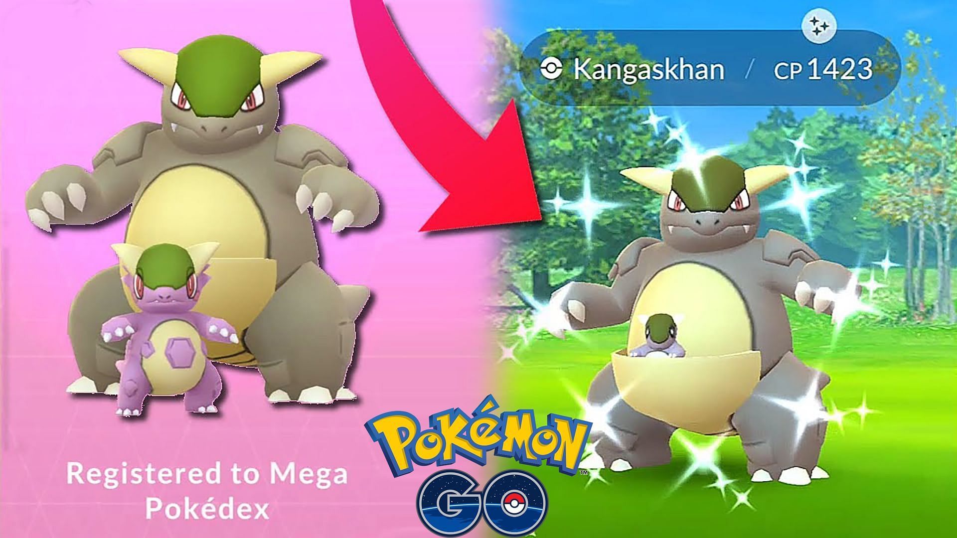 Shiny Mega Kangaskhan (Image via Sportskeeda and The Pokemon Company)