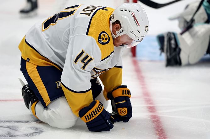 Video: Gustav Nyquist displays toughness, casually collects his own teeth off ice