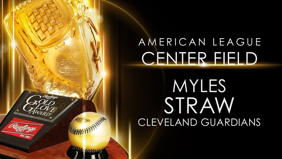 American League 2022 Rawlings Gold Glove Award Winner Center Fielder Myles Straw. Source: Rawlings Baseball&rsquo;s official Twitter handle @RawlingsSports
