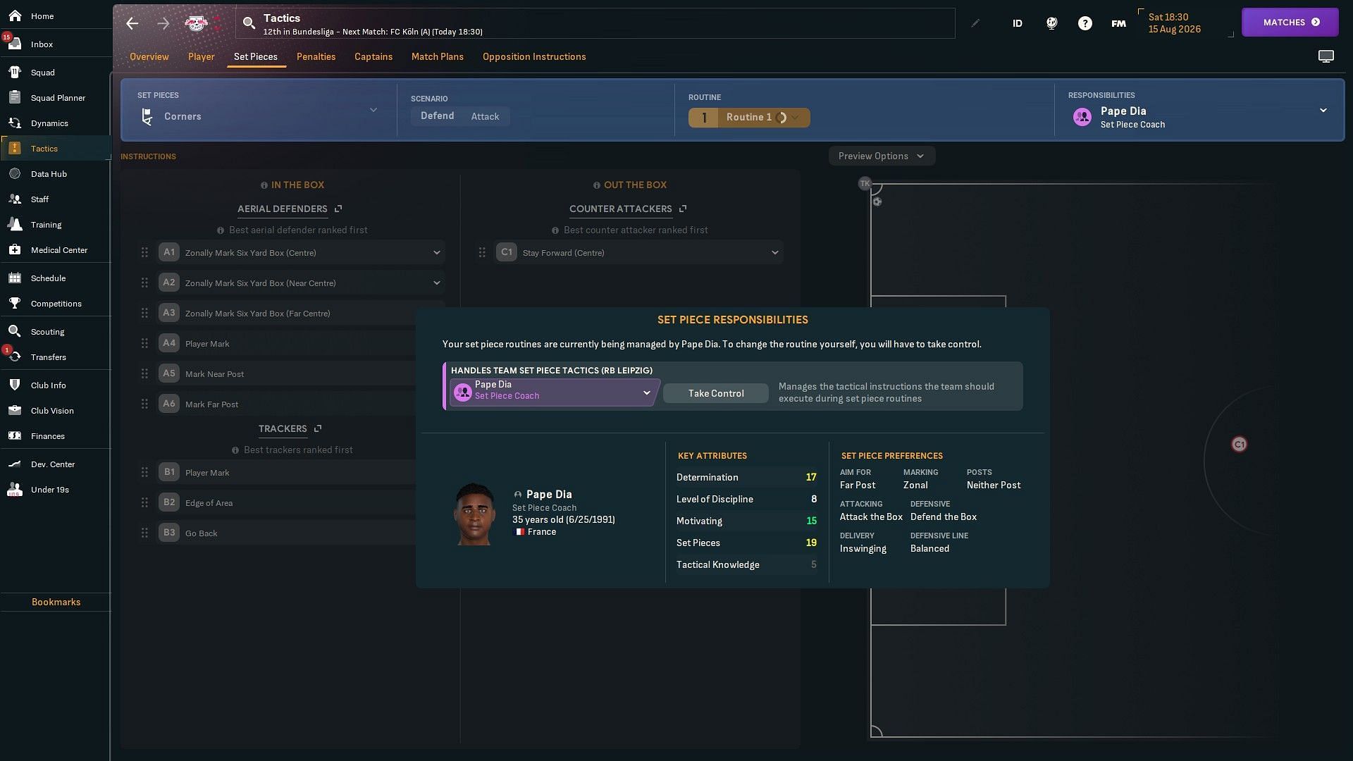 Football Manager 2024 allows you to hire a set piece coach (Image via Sports Interactive)