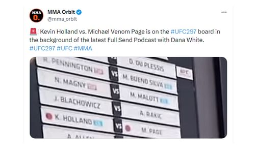 Tweet regarding UFC 297