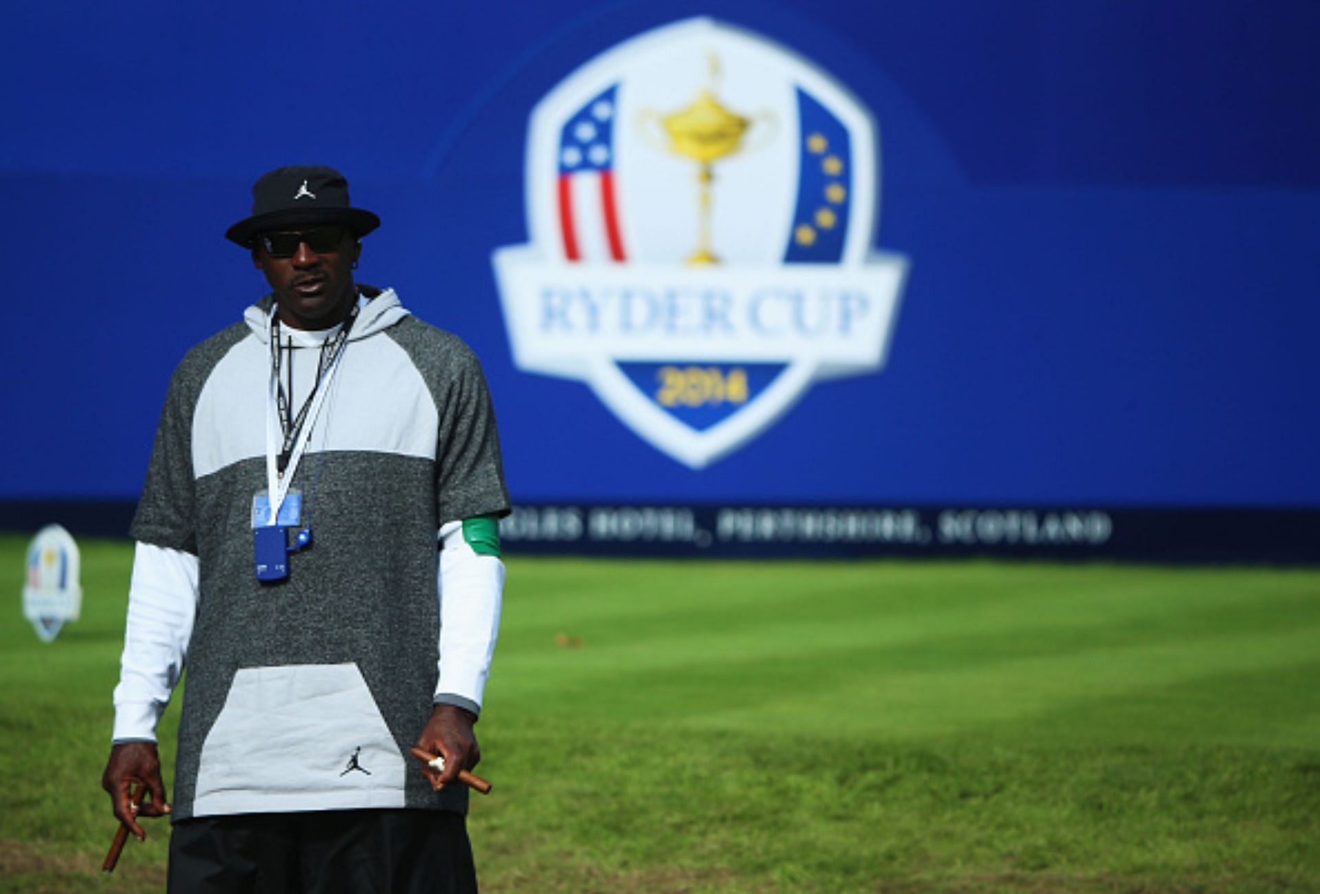 Michael Jordan visiting the course of the 2014 Ryder Cup (Image via Getty).