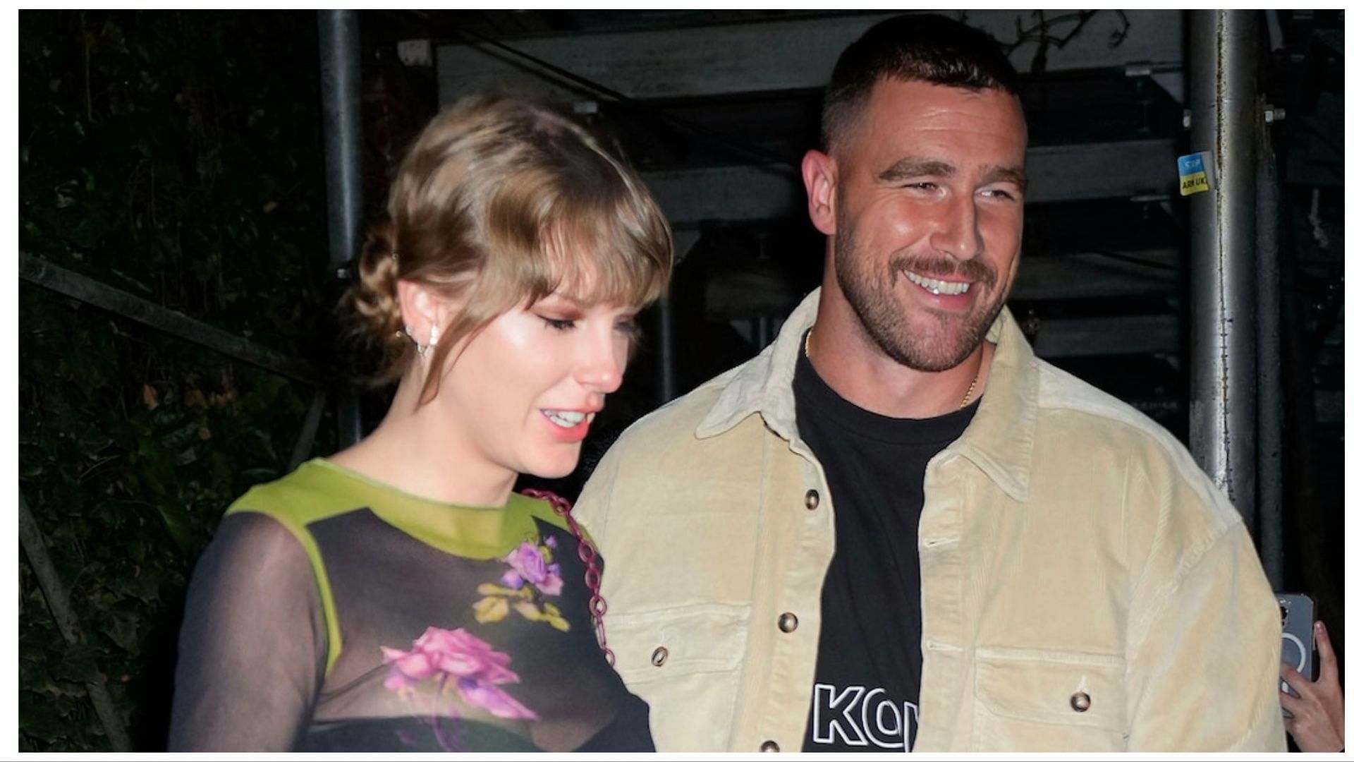 Taylor Swift and Travis Kelce via on Twitter/@Bahdal