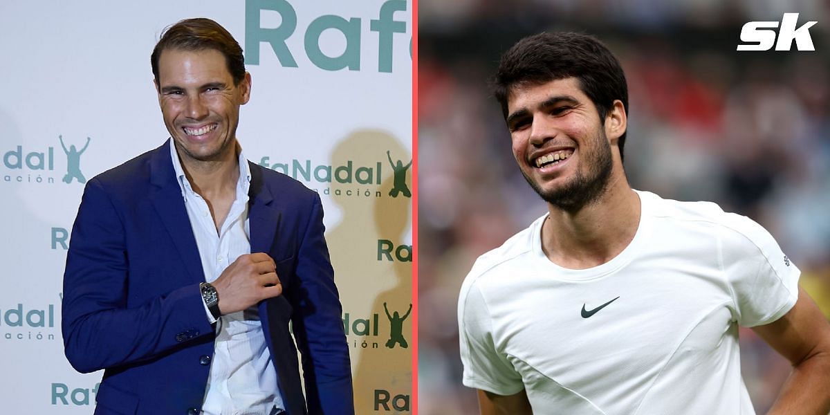 Rafael Nadal (L) and Carlos Alcaraz (R)