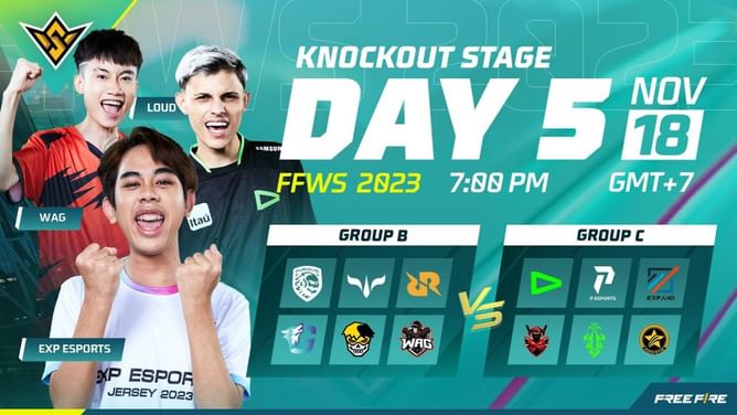 Free Fire World Series (FFWS) 2023 Knockout Day 5: Groups, teams, schedule, and Day 4 results