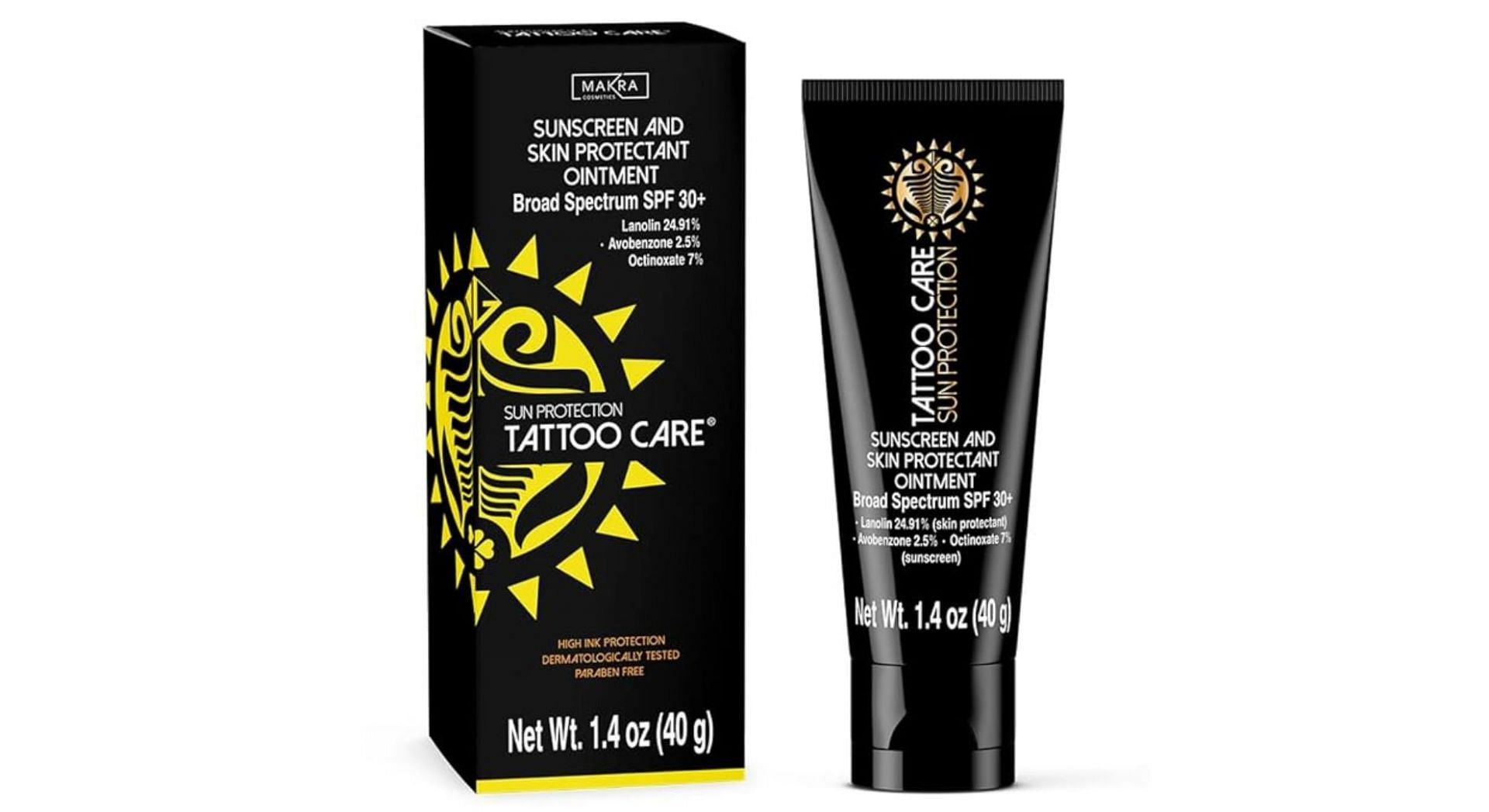 Makra Tattoo Care Sunscreen SPF 30+ Ointment for Tattoo Sun Protection -  UVA/UVB Sun Rays Protection - Deeply Moisturizes and Protects Ink Against  Fading - Enhances Colors Water Resistant - 1.35 Ounce (Pack of 1)