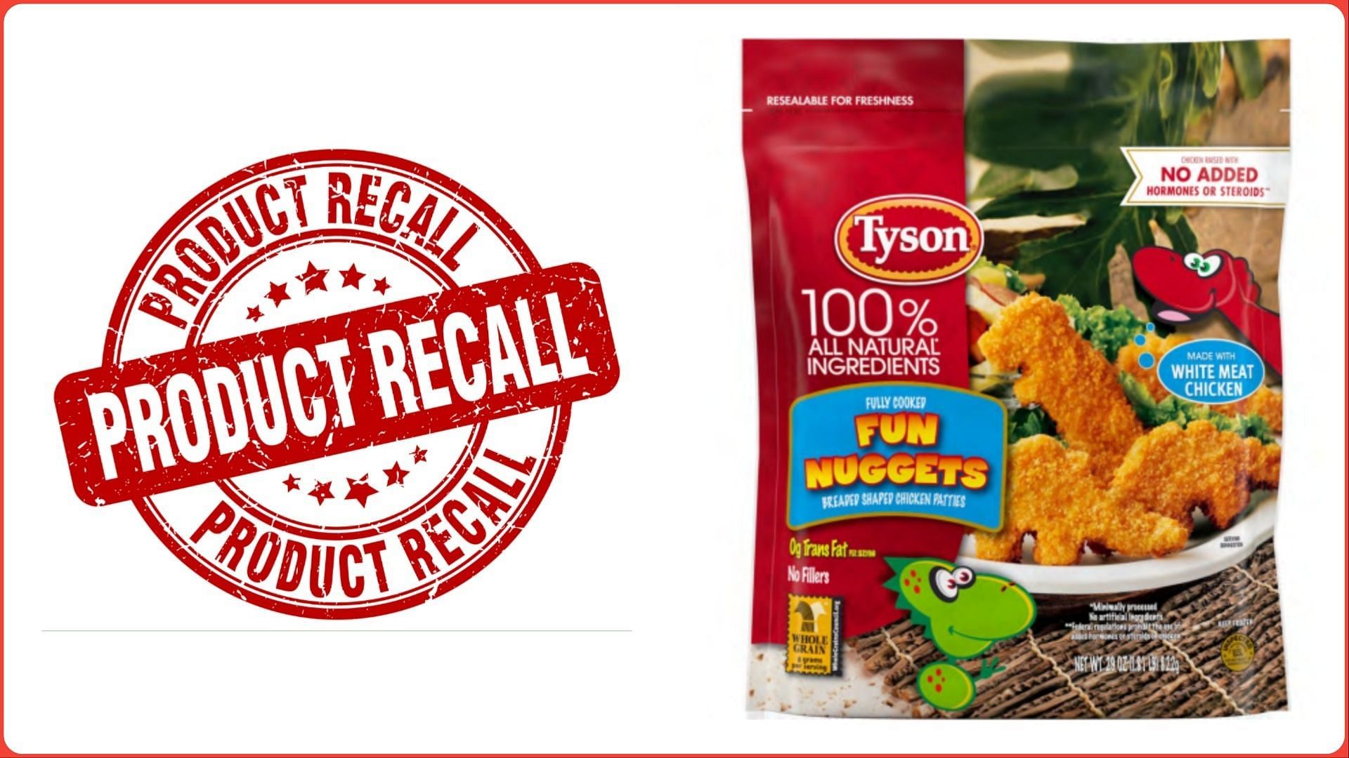Tyson Foods recalls Dino-shaped Chicken Patties over metal contamination concerns (Image via FSIS)