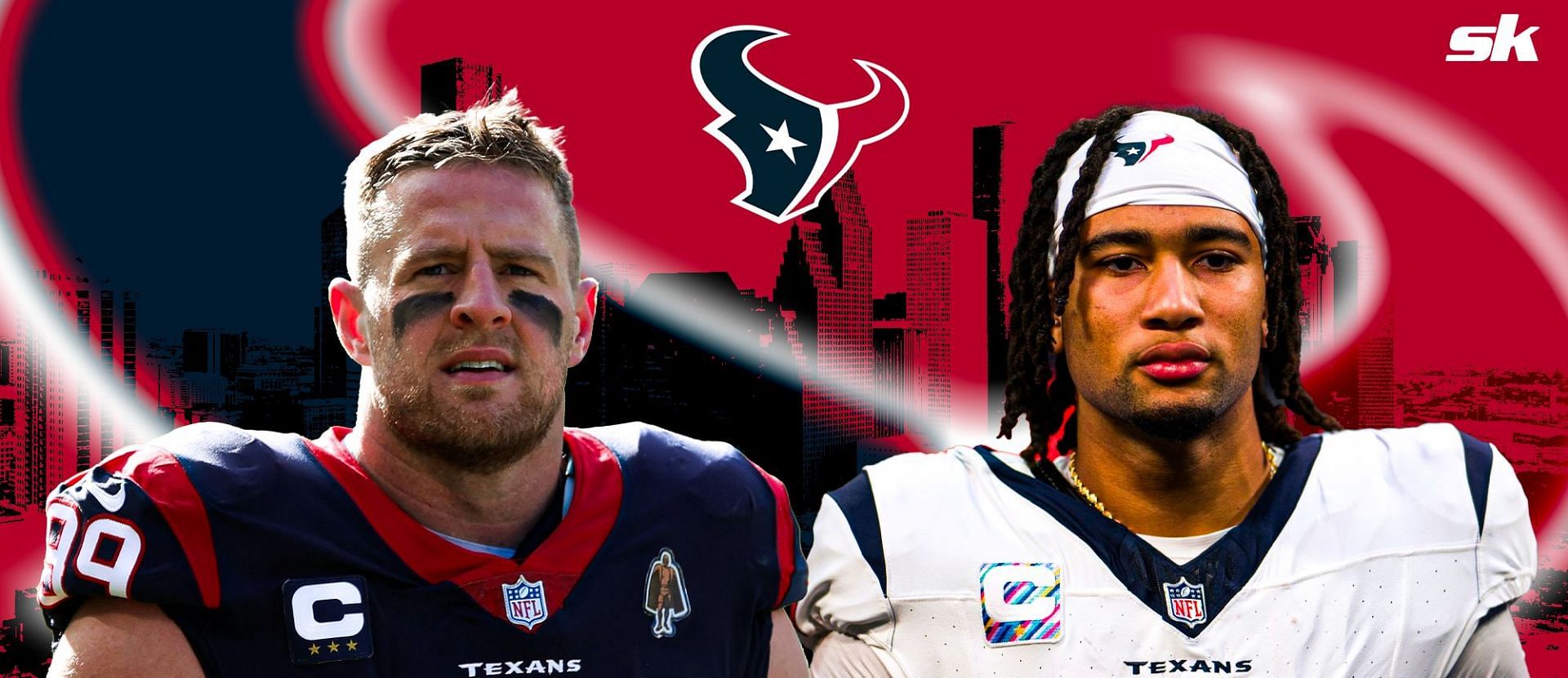 J.J. Watt, left, C.J. Stroud, right 