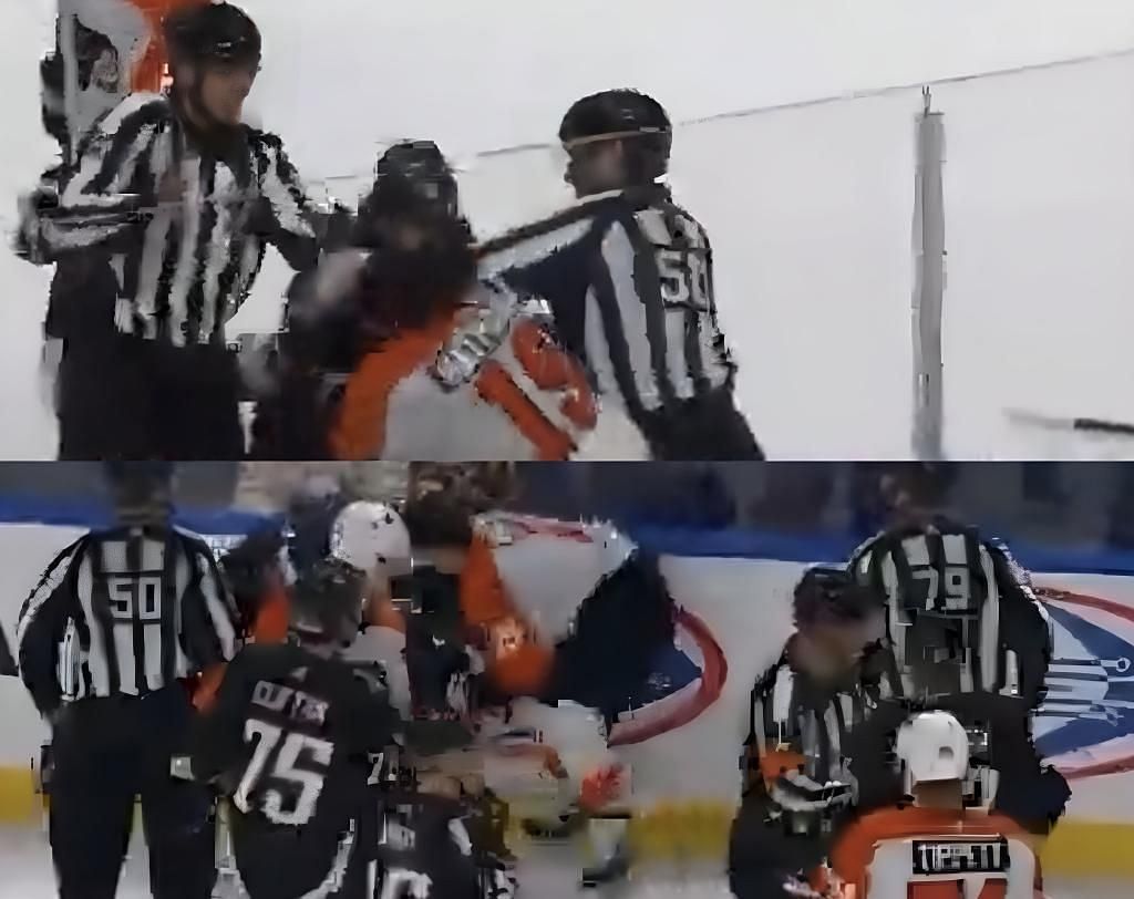 Dylan Cozens and Garnet Hathaway trades heavy blows during dying minutes of Buffalo Sabres and Philadelphia Flyers game