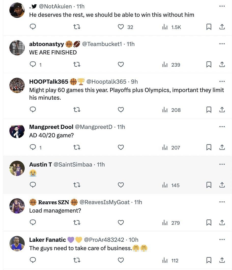 Lakers fans weren't too optimistic about the team upon learning that LeBron James wasn't playing