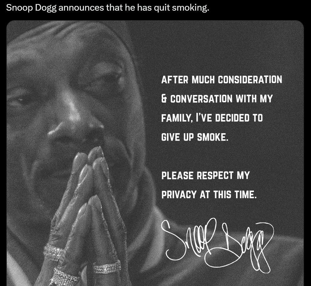 DF's post about Dogg's decision (Image via X)