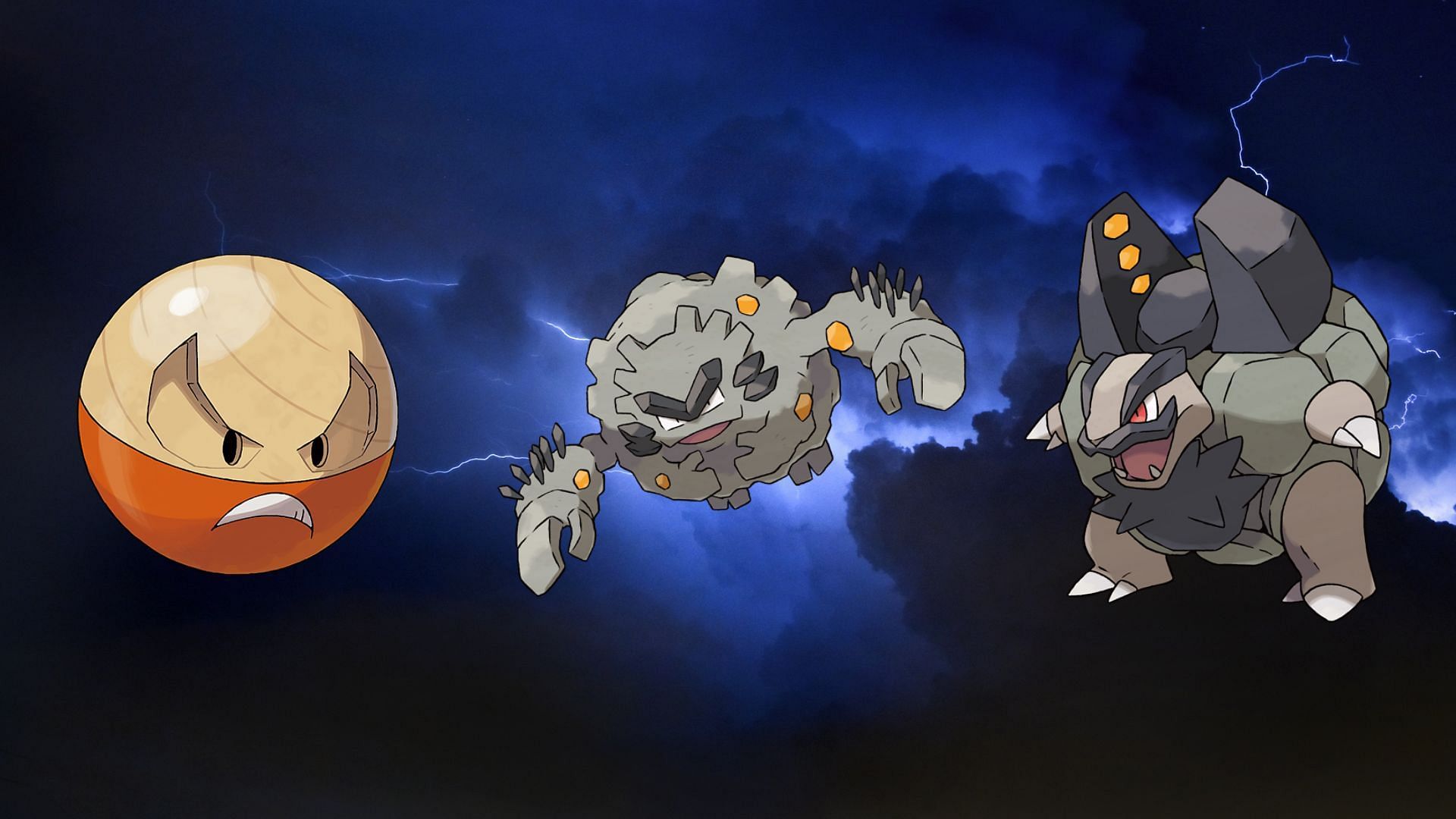 Hisuian Electrode, Alolan Graveler, and Alolan Golem (Image via Sportskeeda || The Pokemon Company)