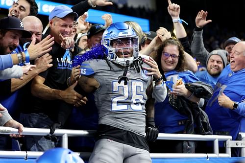 Jahmyr Gibbs during Las Vegas Raiders v Detroit Lions