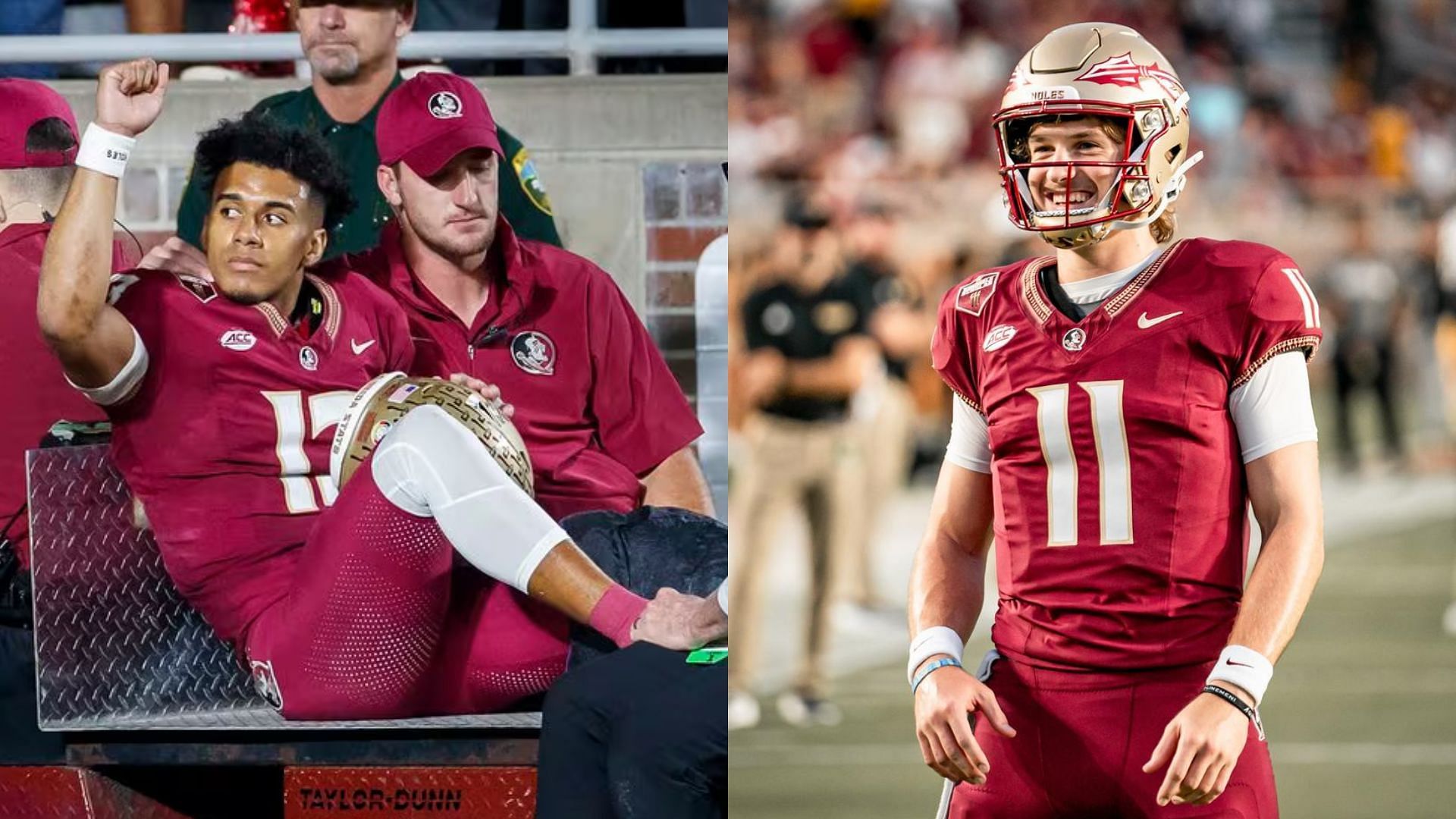 FSU QB Jordan Travis cheers teammate from hospital bed after incurring a serious injury in Week 12