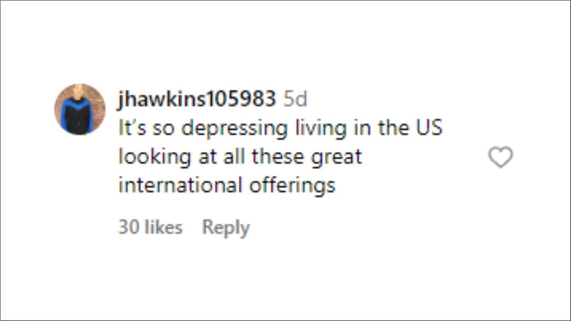 Comment by the user @jhawkins105983 (Image via Instagram)