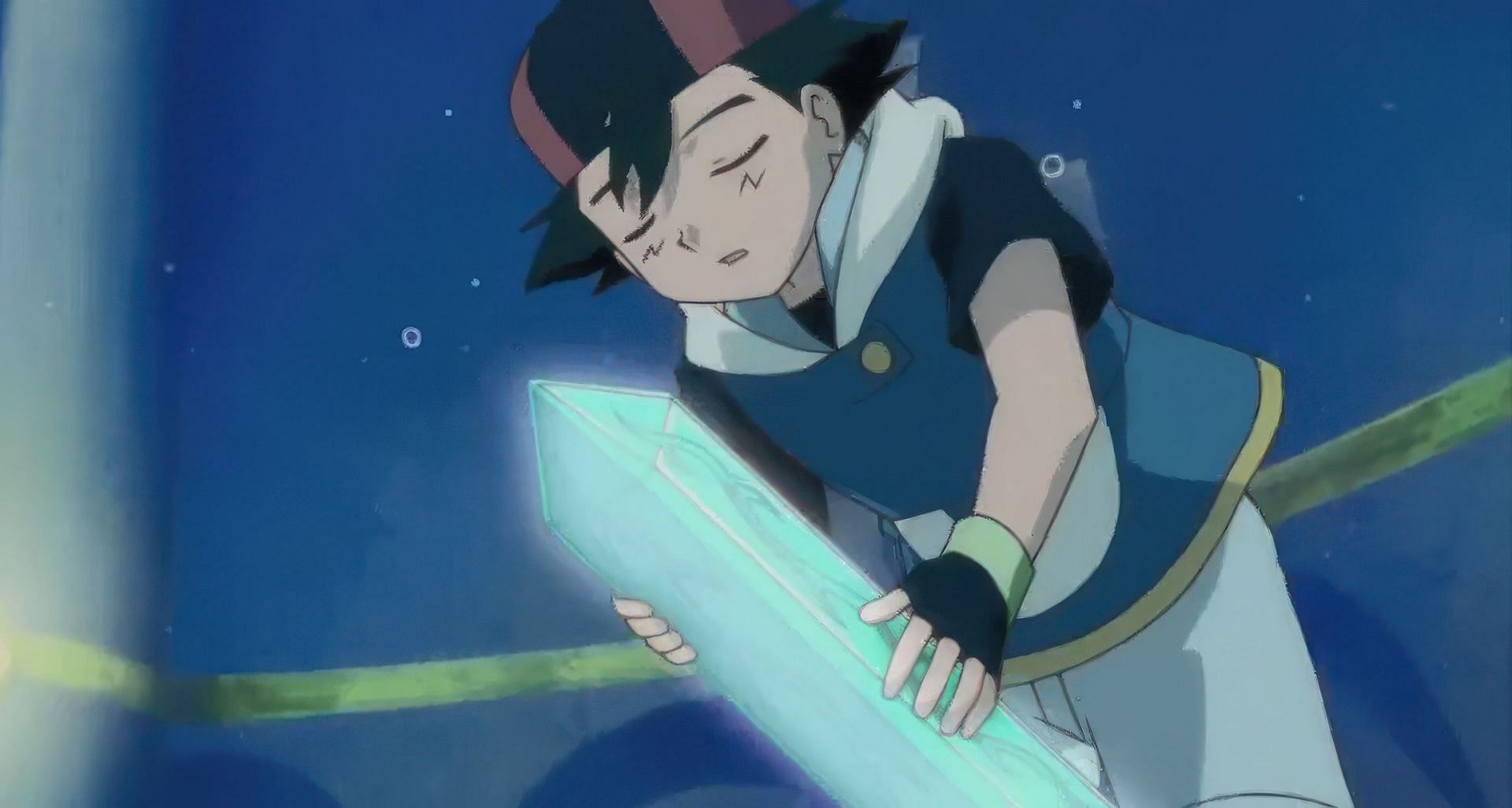 Ash, holding the final crown piece (Image via The Pokemon Company)