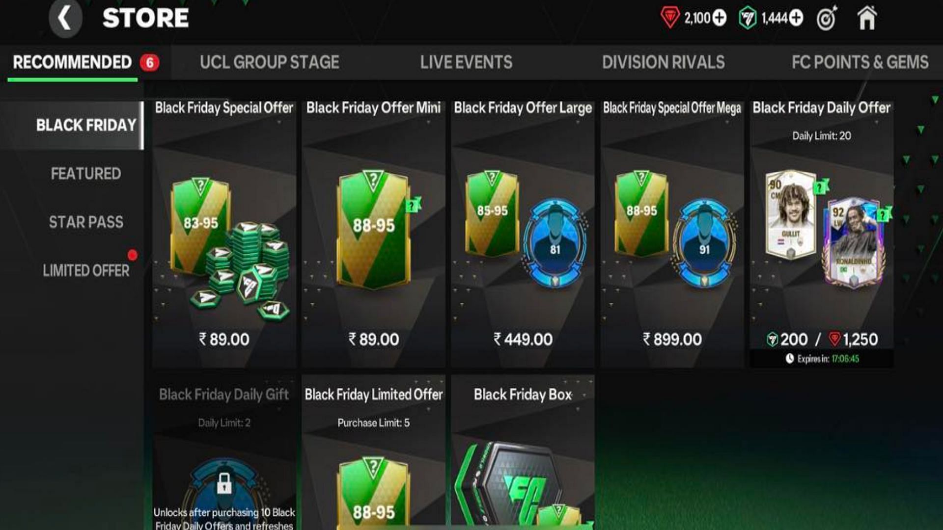 Various Black Friday Packs are available in FC Mobile (Image via EA Sports)