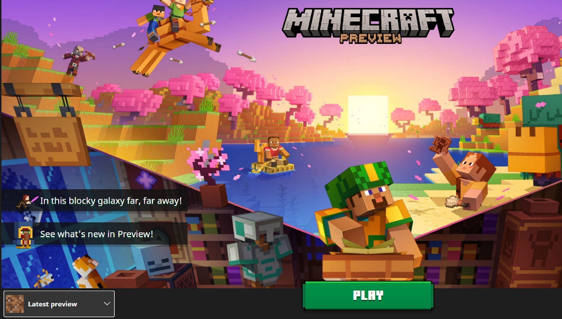 Minecraft Preview est accessible sur PC via le lanceur officiel du jeu (Image via Mojang)