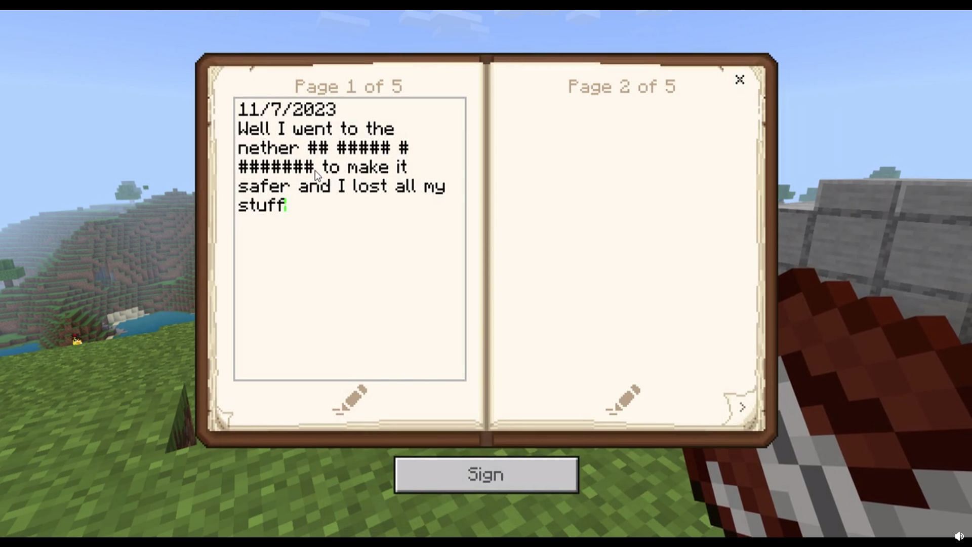 Minecraft Redditor showcased how simple family-friendly words are also censored in the game (Image via Reddit/u/DogeTheRobot)