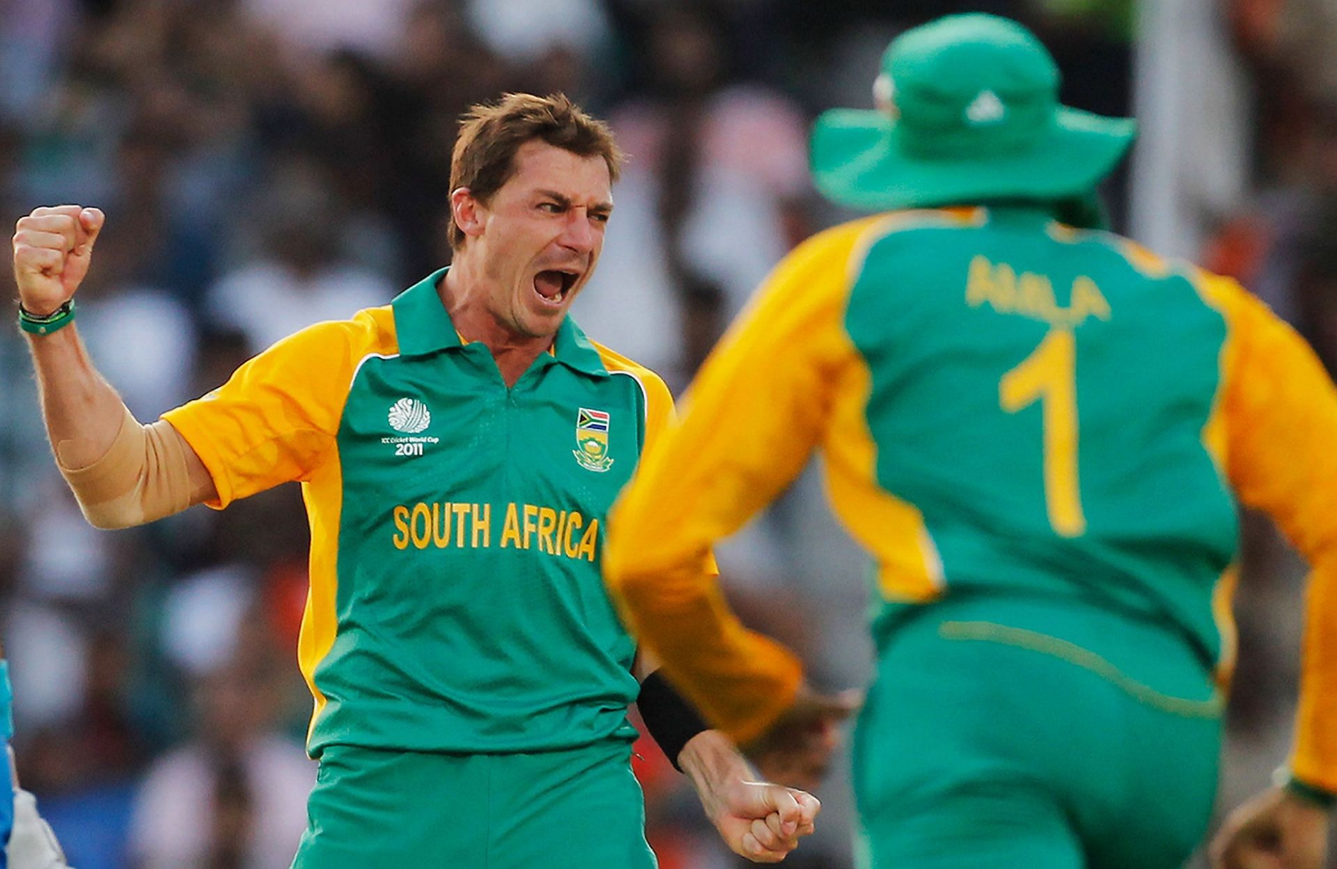 Dale Steyn celebrates the wicket of Yusuf Pathan. (Pic: Getty Images)