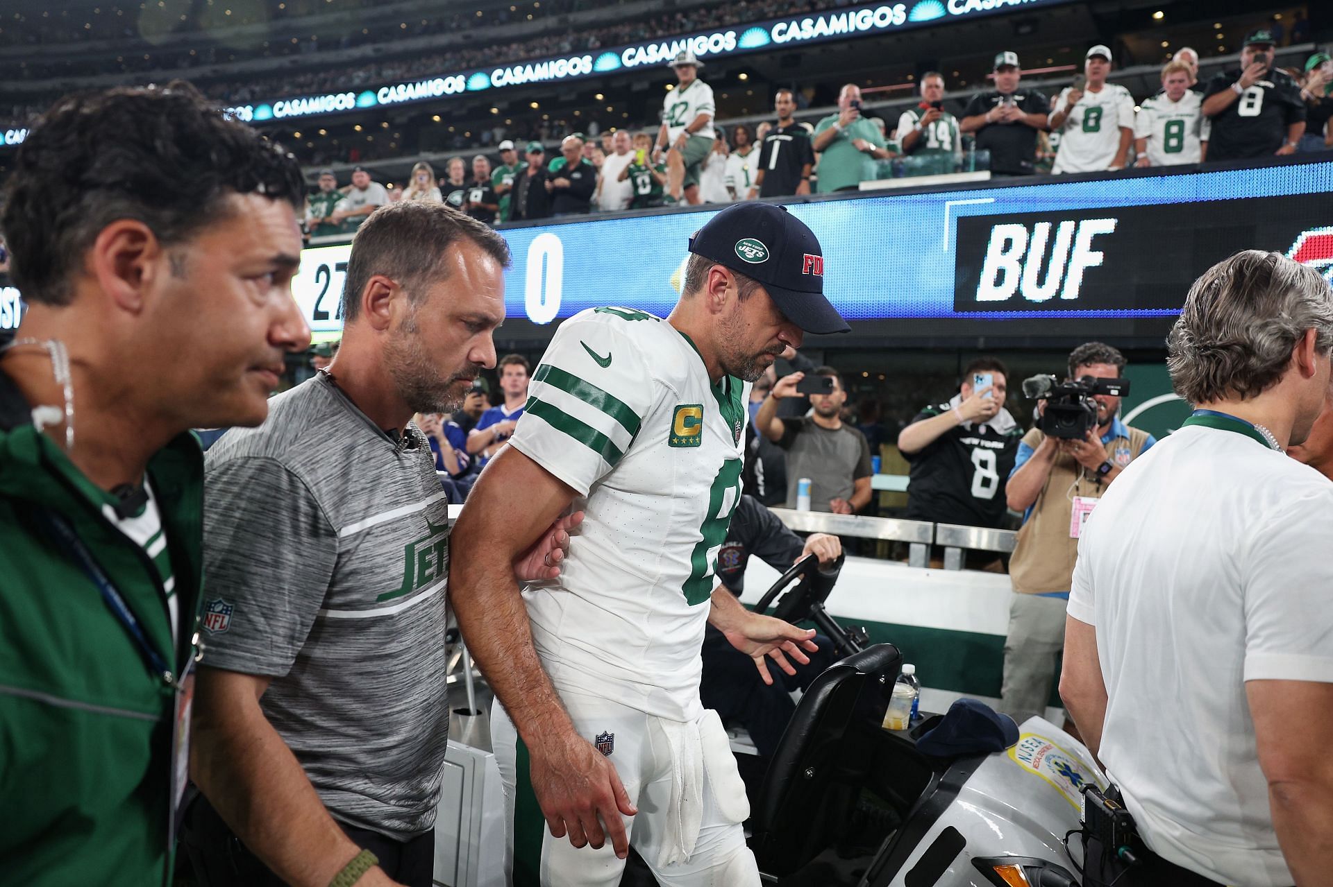 New York Jets' Aaron Rodgers suffered a torn Achilles on debut with new team