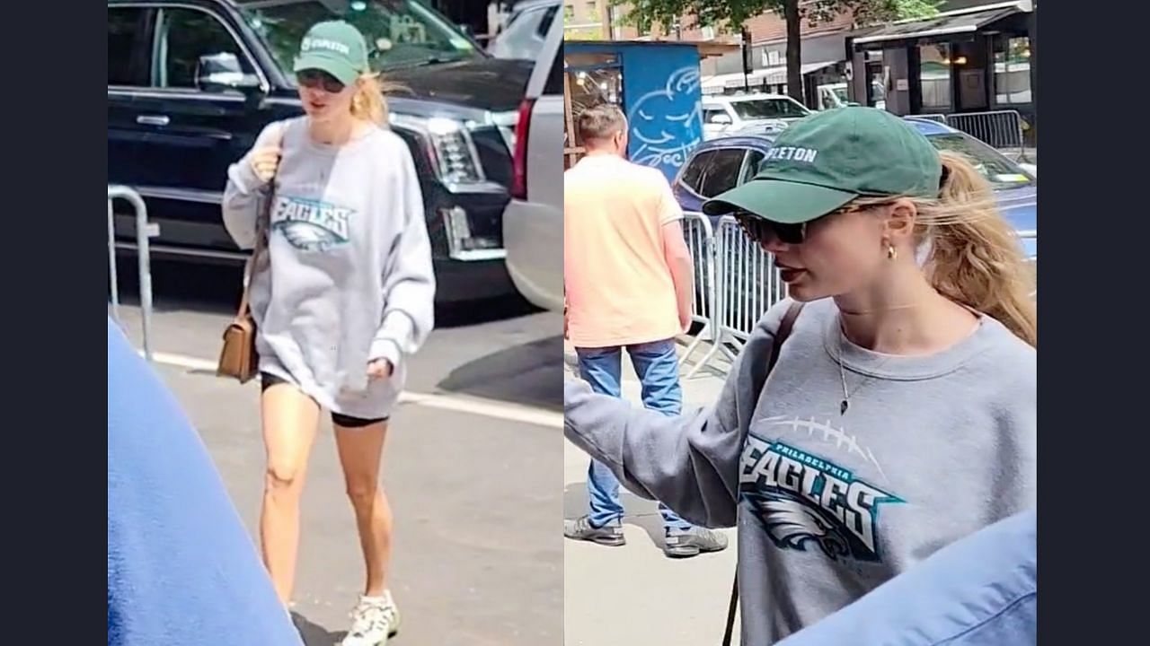 Taylor Swift in Eagles gear earlier this year
