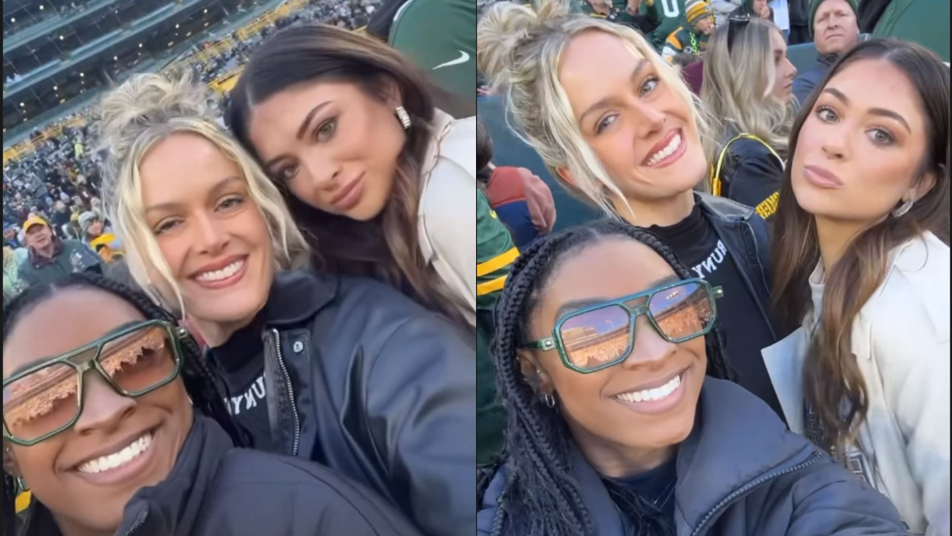 Simone Biles with some friends at the Green Bay Packers