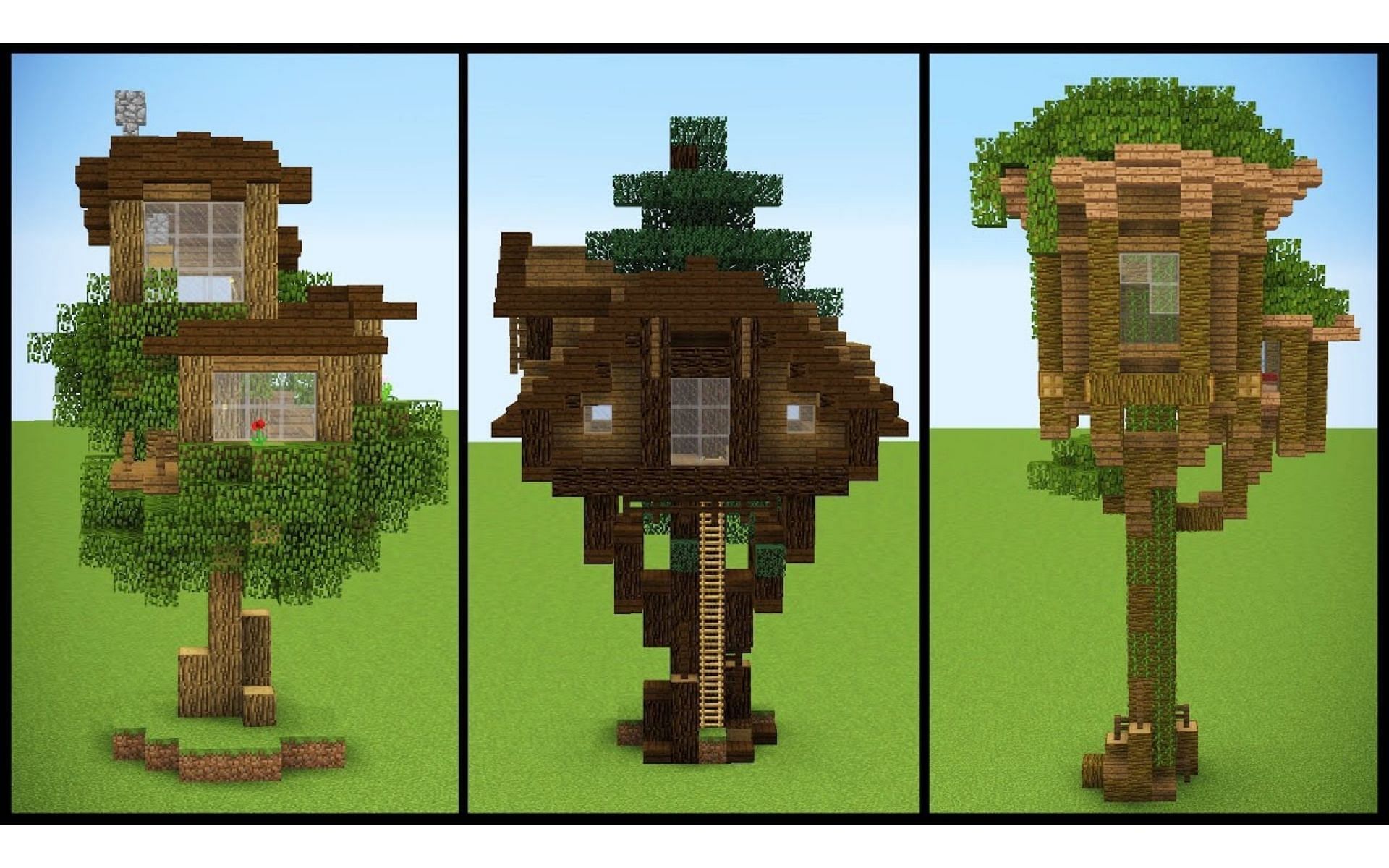 Домик на дереве — это небольшое и универсальное творение, которое может принимать разные формы (Изображение взято с YouTube/Grian)