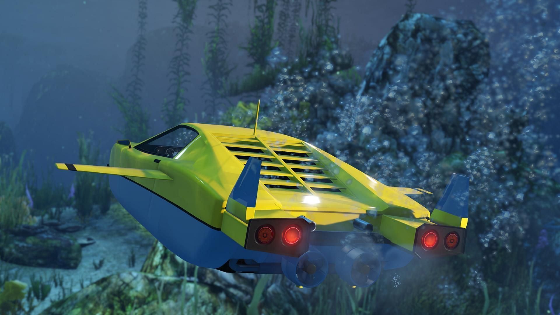 A screenshot of Ocelot Stromberg underwater (Image via Rockstar Games)