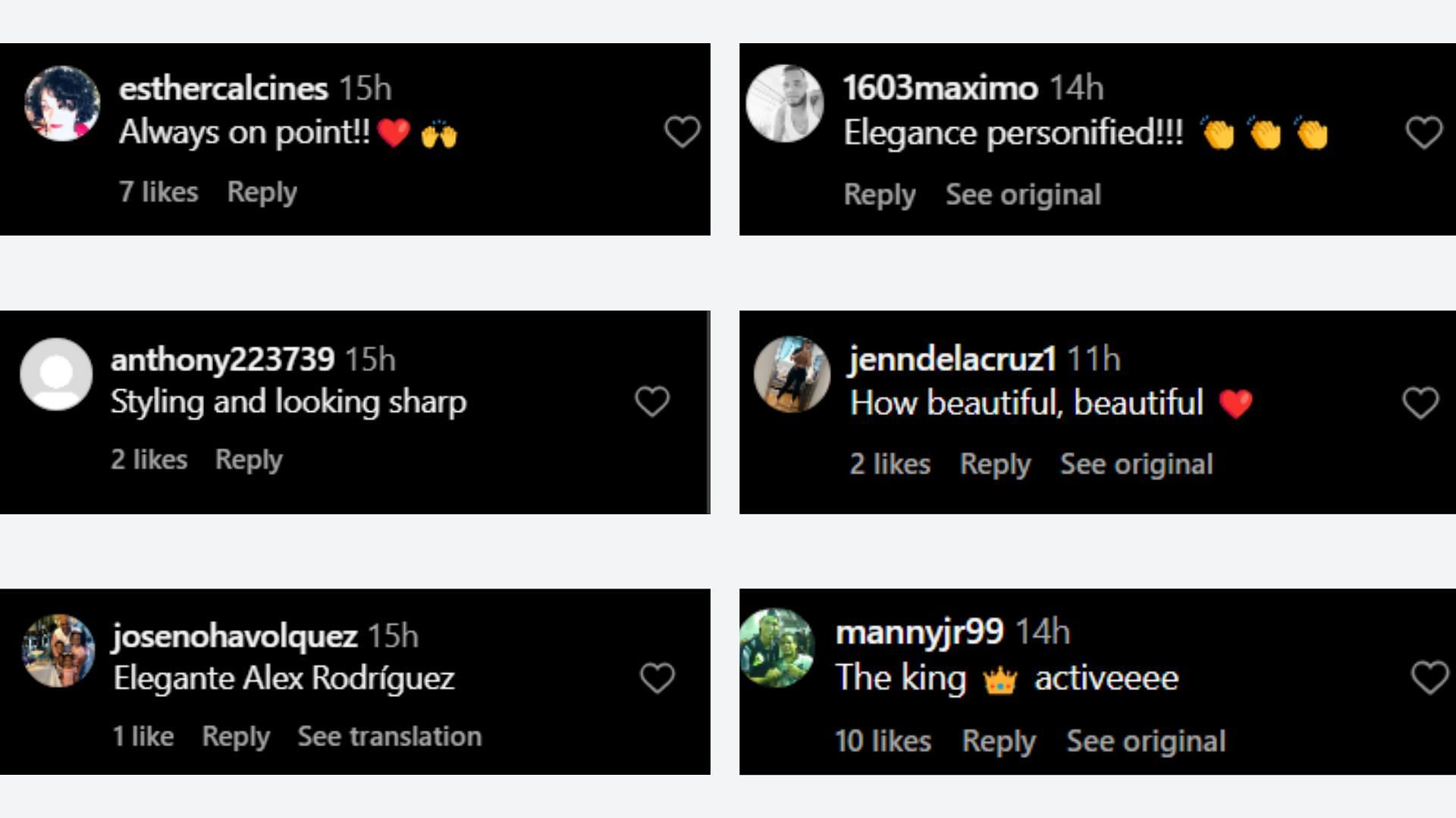 Instagram Comments on Alex Rodriguez&#039;s post