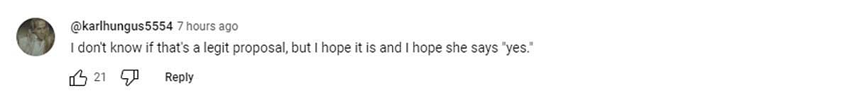 A comment reacting to the news (Image via YouTube/ @karlhungus5554)