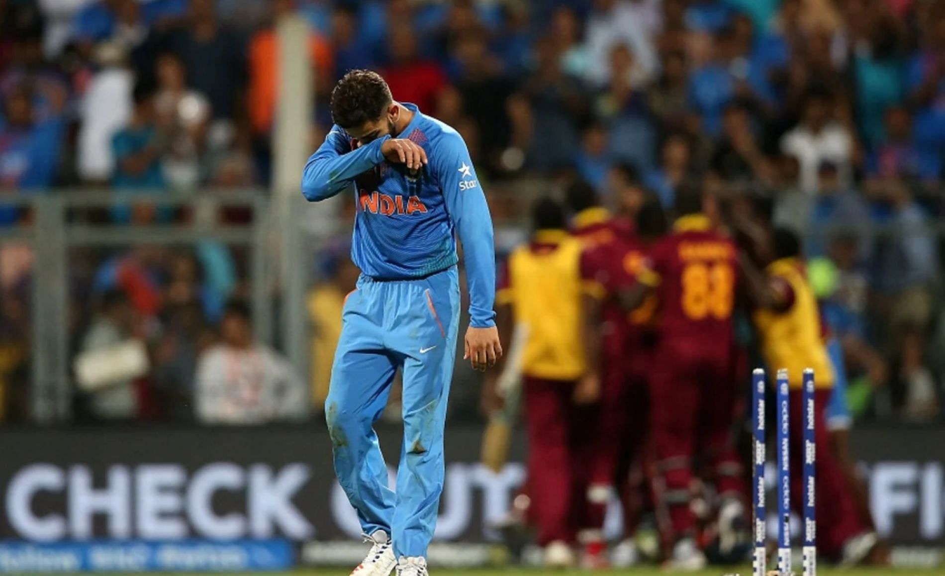 An emotional Virat Kohli after India&#039;s semi-final loss in the 2016 T20 World Cup.