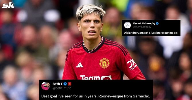 "Better than both Ronaldo and Rooney’s", "Simply incredible" - Fans left speechless as Manchester United's Garnacho scores insane bicycle kick