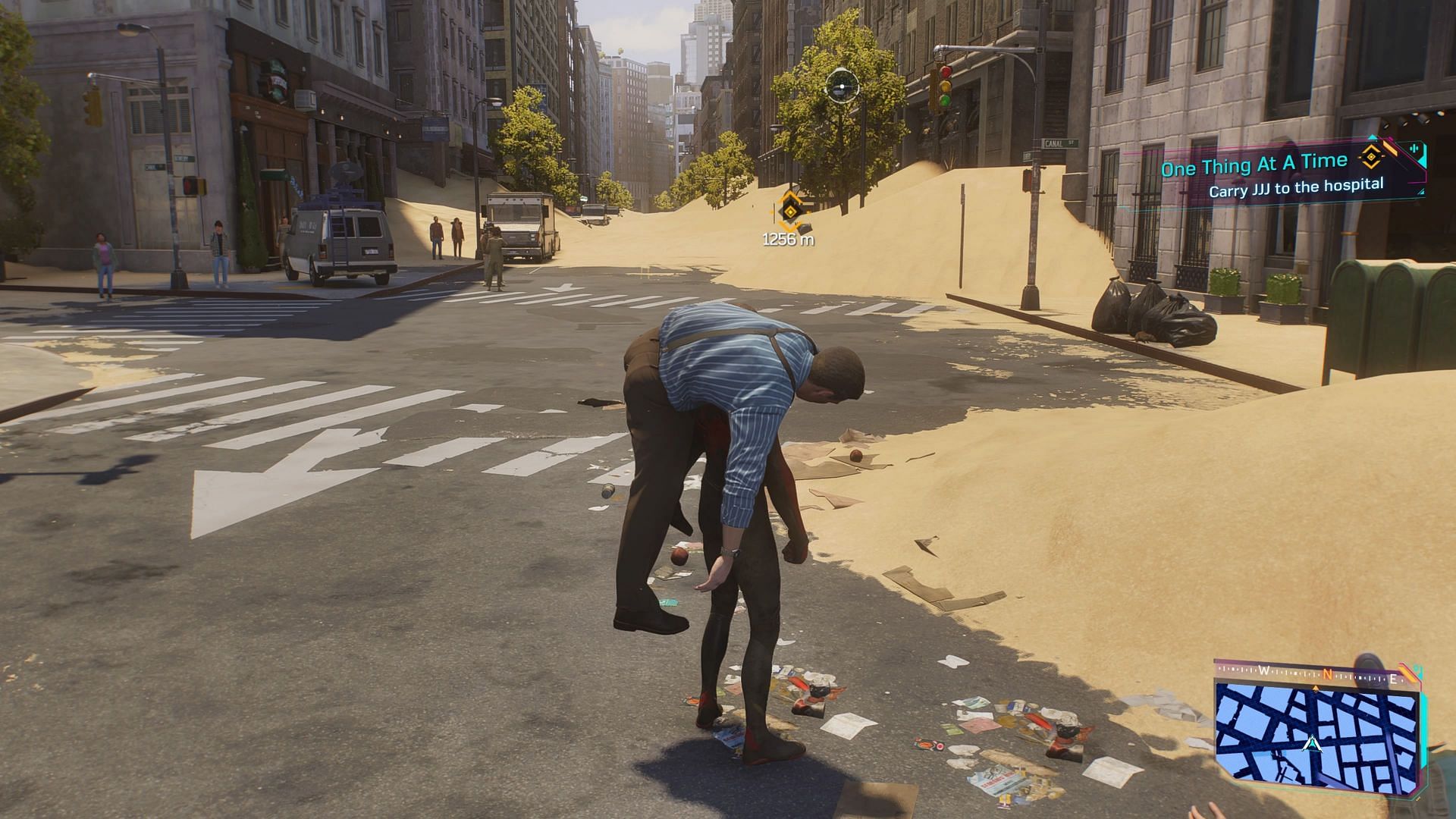 There&#039;s a dedicated mission at the start of the game, where you get to rescue JJJ (Image via Marvel&#039;s Spider-Man 2)