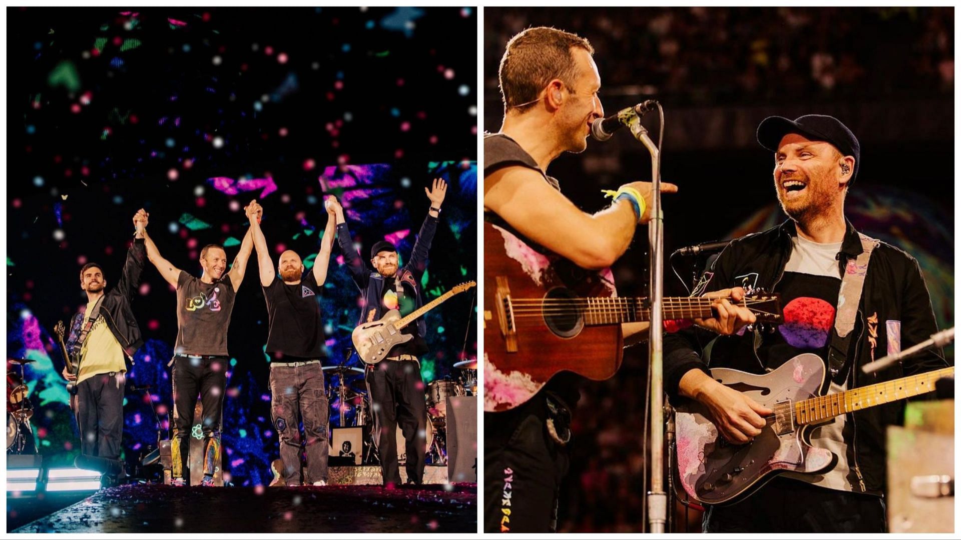 Two portraits of Coldplay (Images via official Instagram @coldplay)