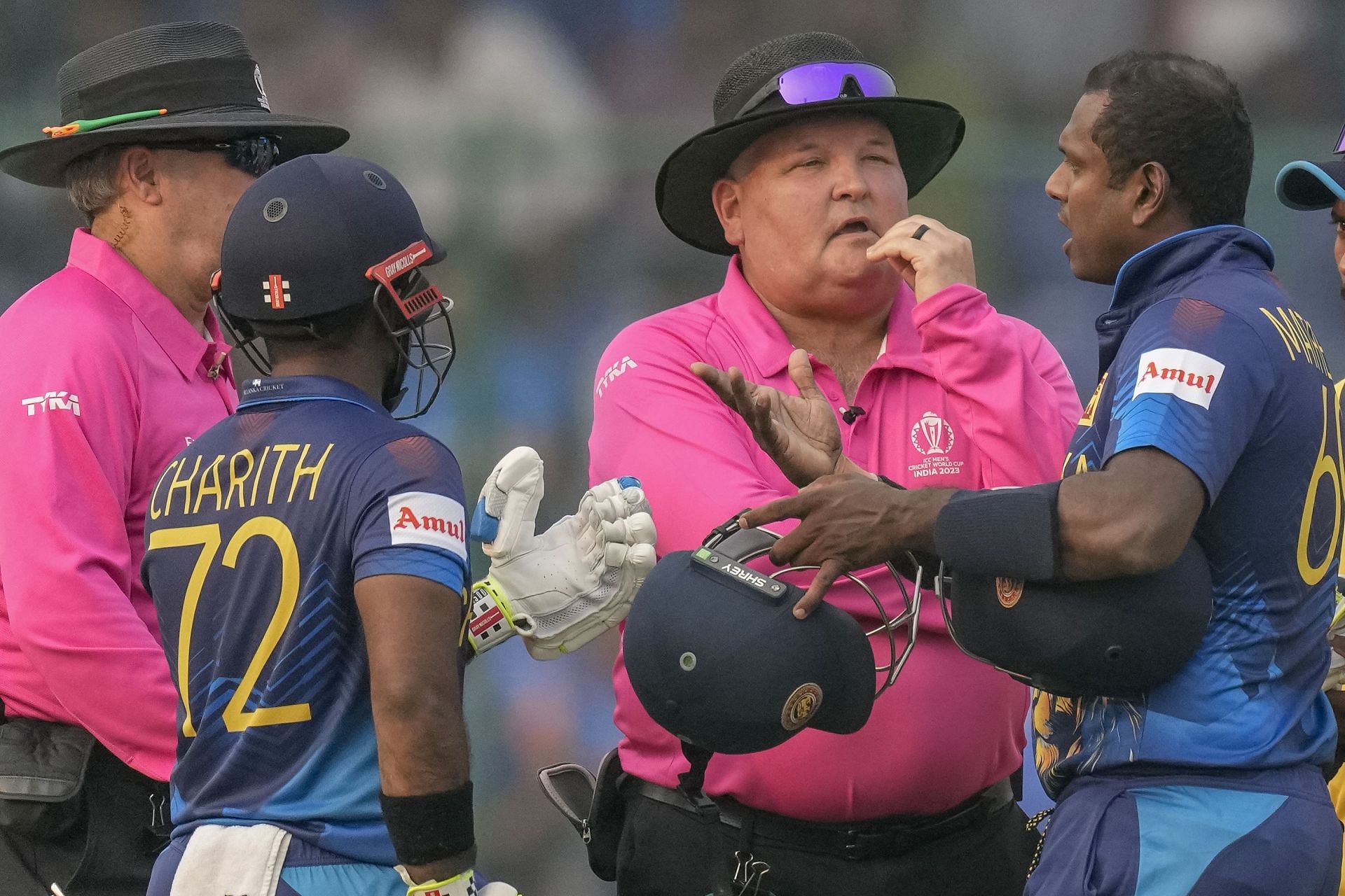 Angelo Mathews was shocked when the umpires ruled him out. [P/C: AP]