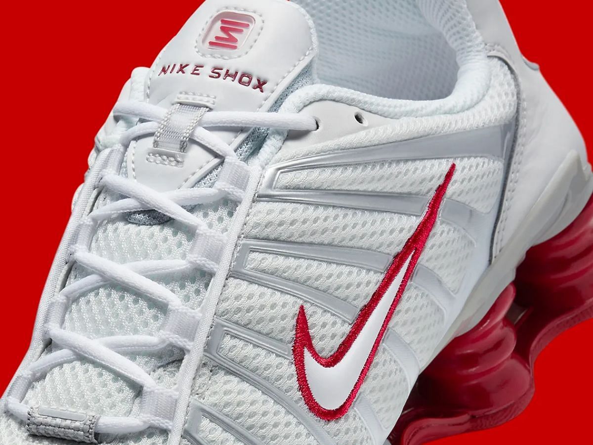 Nike Shox TL &ldquo;Platinum Tint/Gym Red&rdquo; sneakers (Image via Sneaker News)