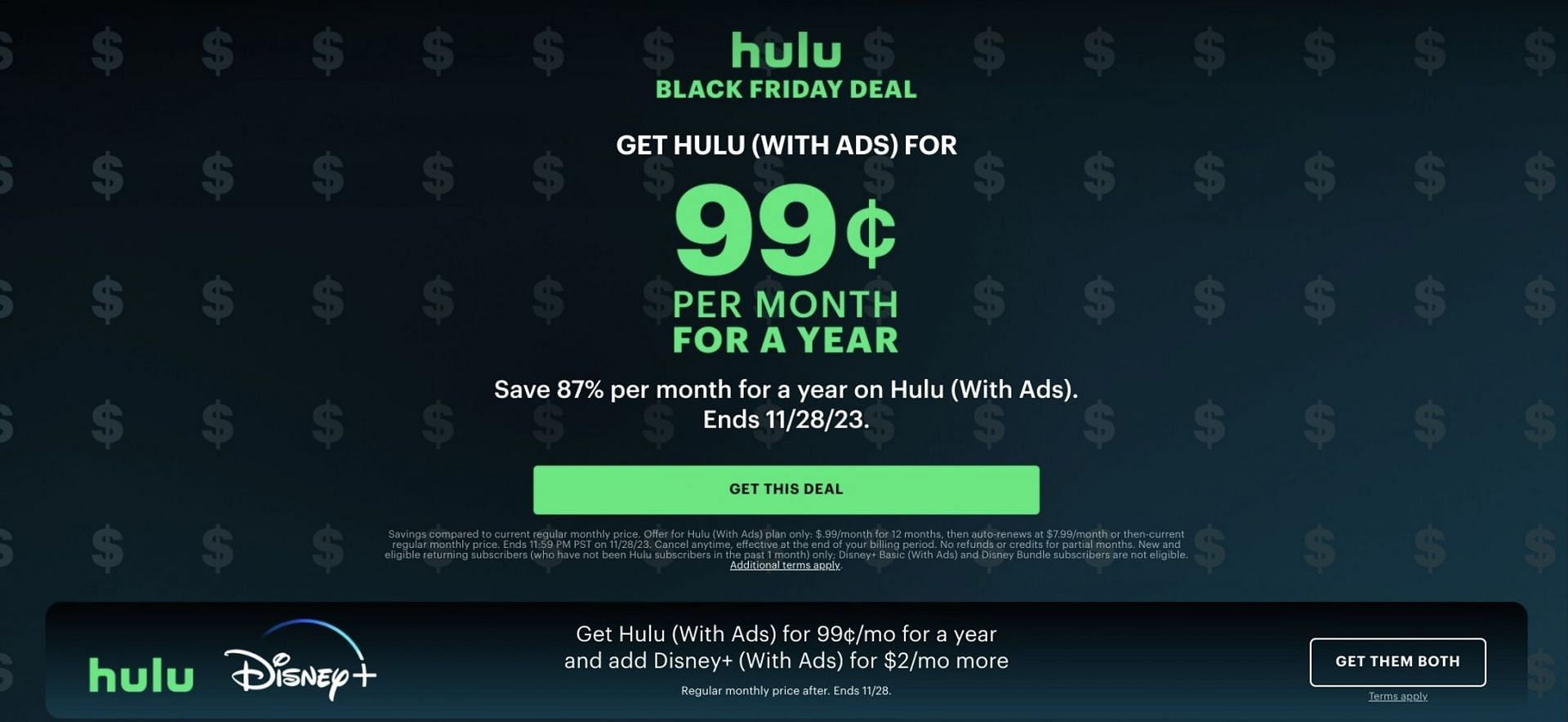 Hulu Black Friday Deal (Image via Hulu)