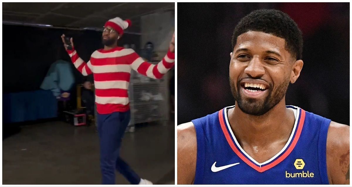 Paul George dresses up as Waldo for Halloween