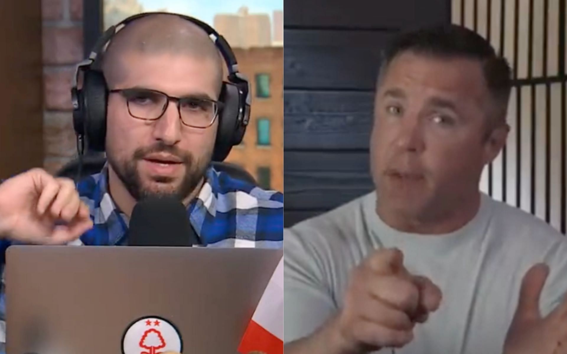 Ariel Helwani (left) and Chael Sonnen (right) on the MMA Hour [Photo Courtesy @jedigoodman and @benthebanedavis on X]