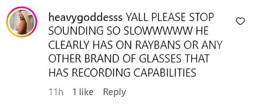 Another user points out the Ray Ban glasses (image via @heavygoddesss on Instagram)