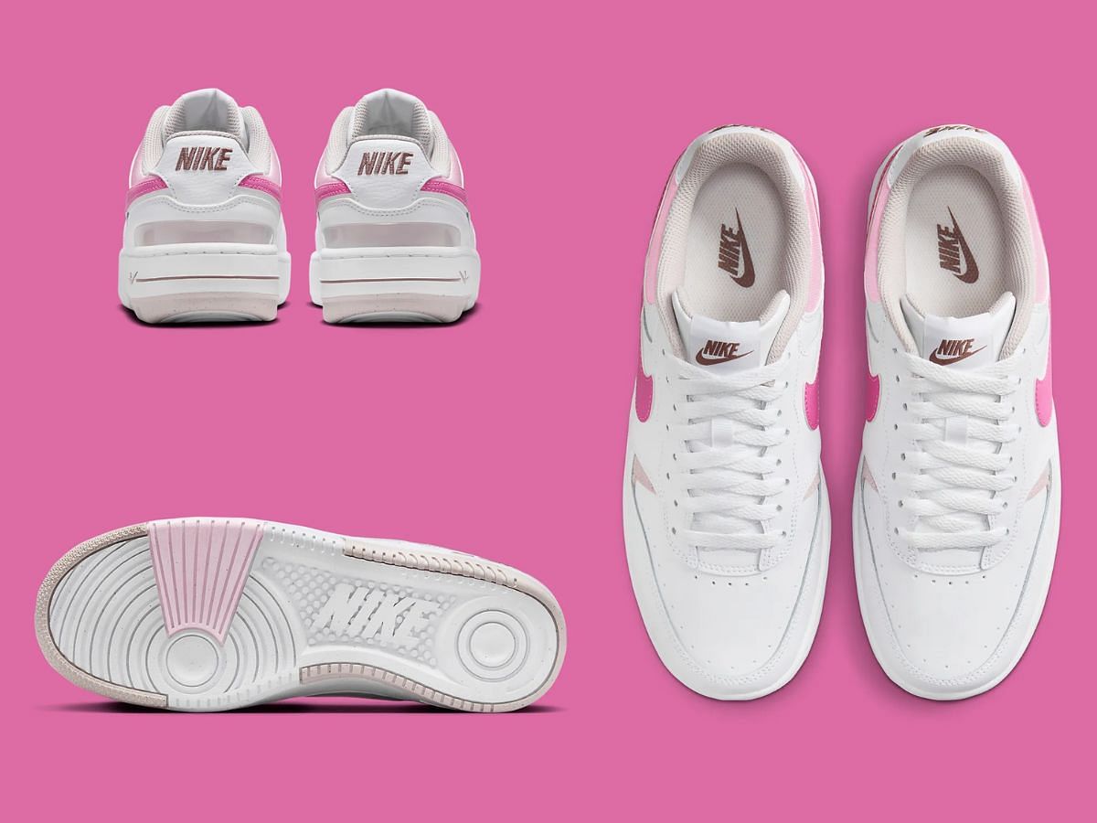 Overview of Nike Gamma Force &ldquo;White/Pink&rdquo; sneakers (Image via Sneaker News)