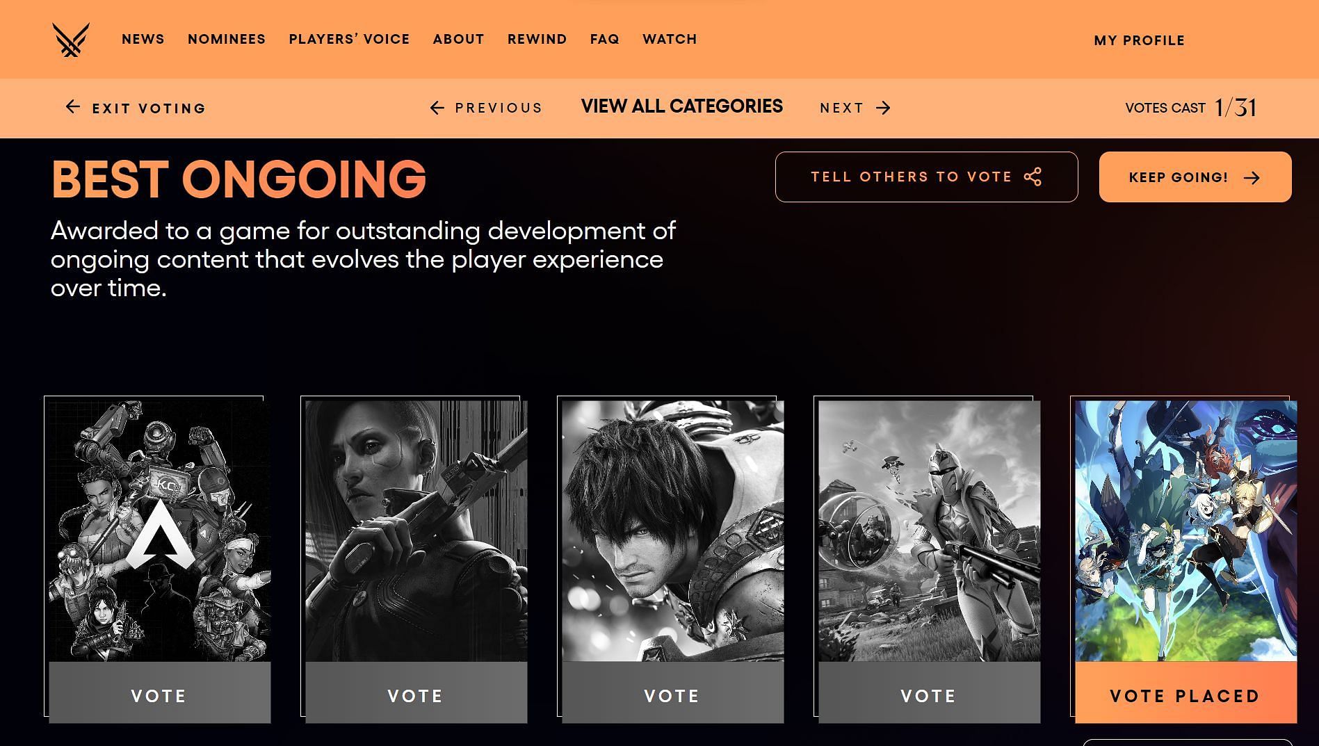 TGA Best Ongoing Game Award - Vote Genshin Impact !!! : r/Genshin_Impact