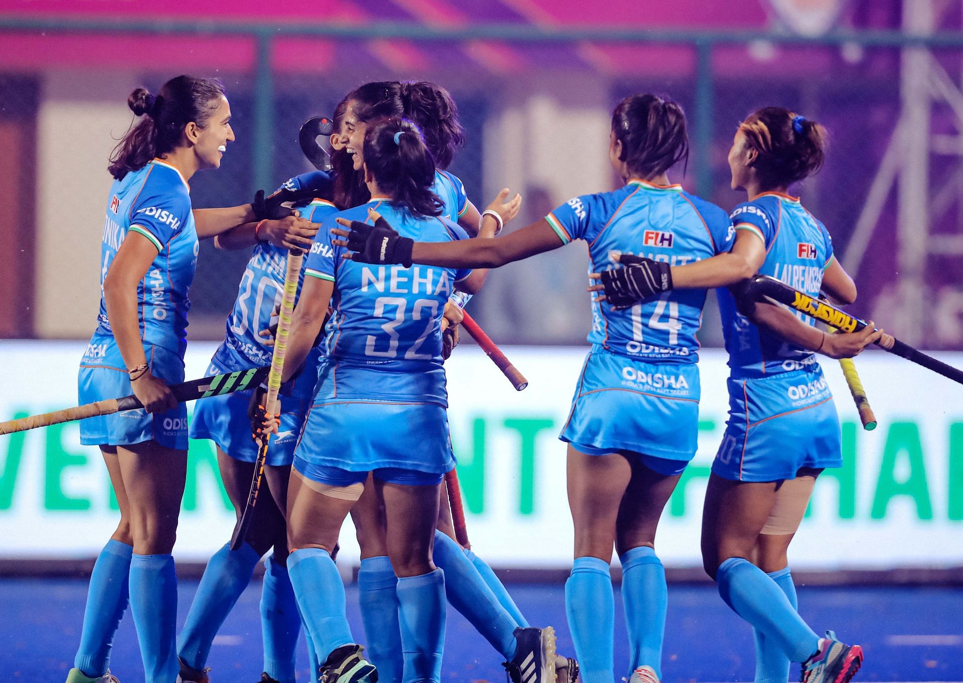 Indian Team celebrating a goal against Korea (Image Credits: Hockey India)