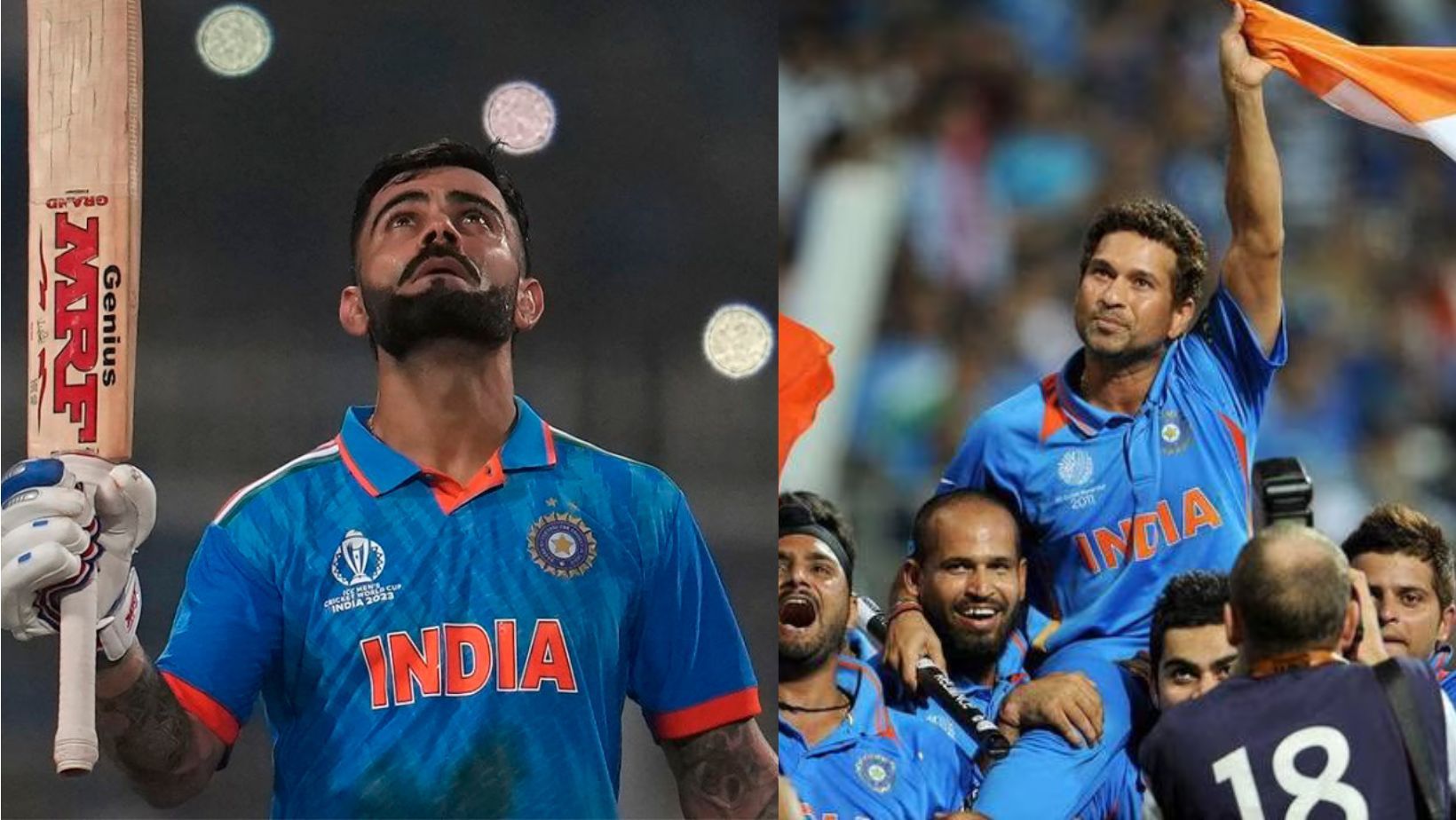 Virat Kohli (L) and Sachin Tendulkar.