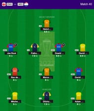 Best 2023 World Cup Fantasy Team for Match 40 - ENG vs NED