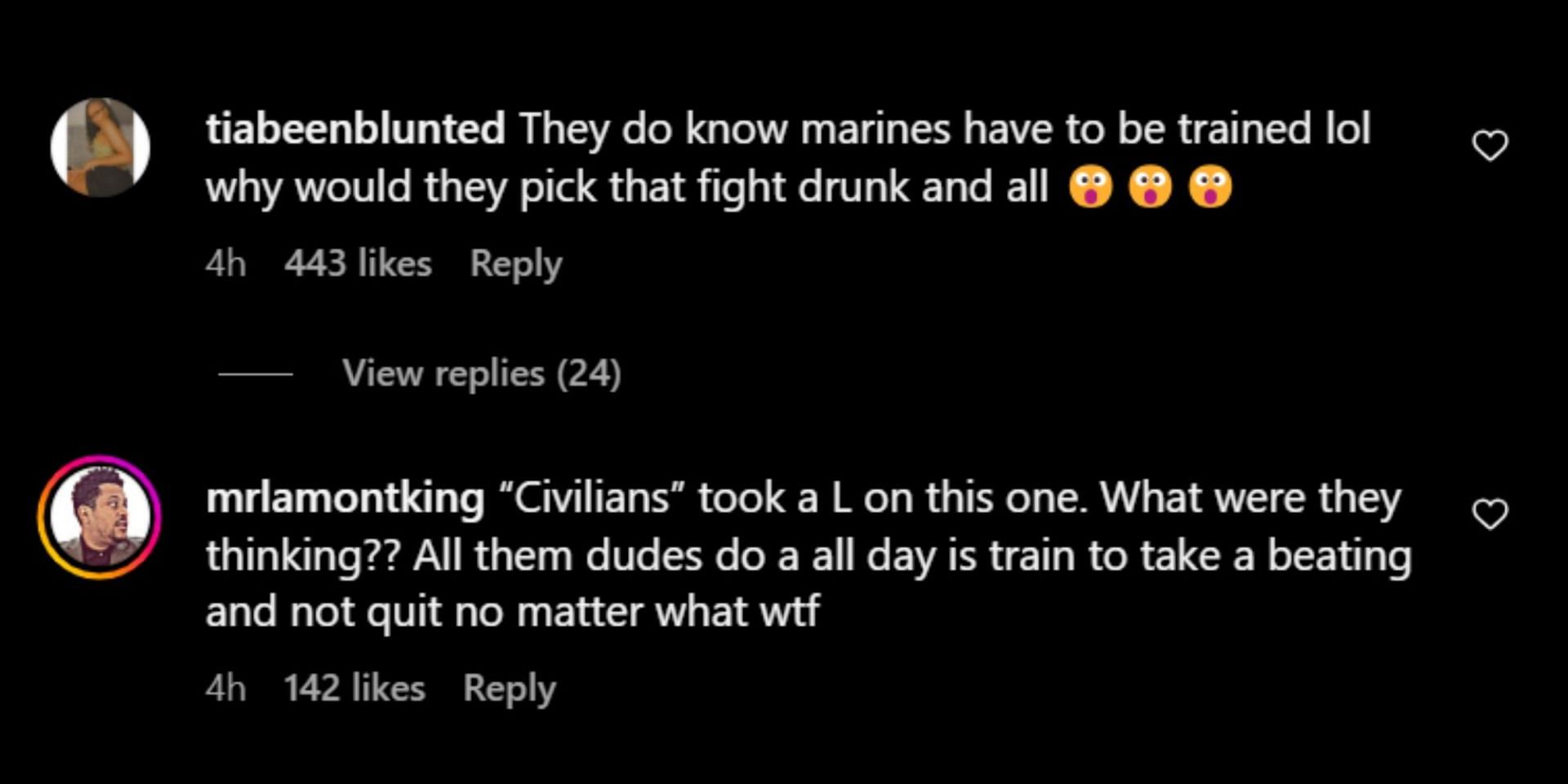 Netizens react to video of Austin bar brawl between civilians and young U.S. Marine members. (Image via Instagram/The Neighborhood Talk)