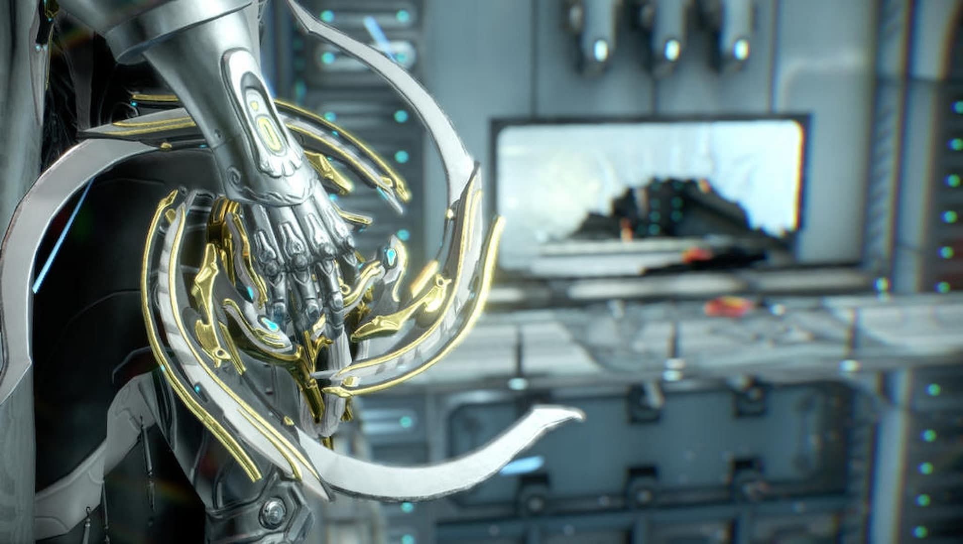 A close-up shot of Glaive Prime from Warframe